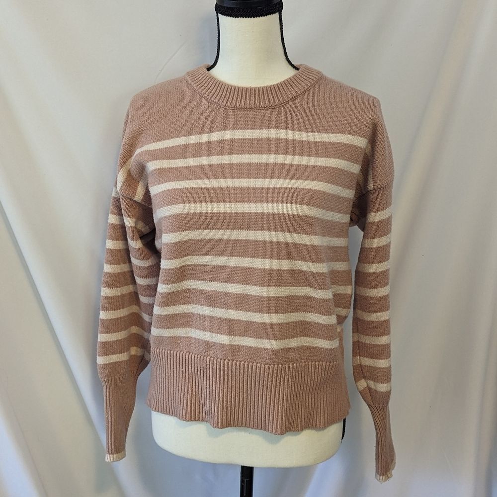EUC - Philosophy Pink and White Striped Sweater - M